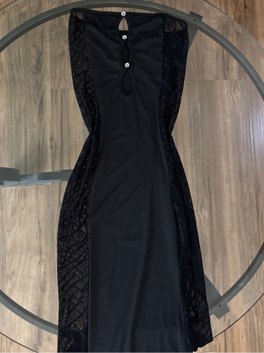 Fashion Nova Black Strapless Lace-Panel Sexy Dress